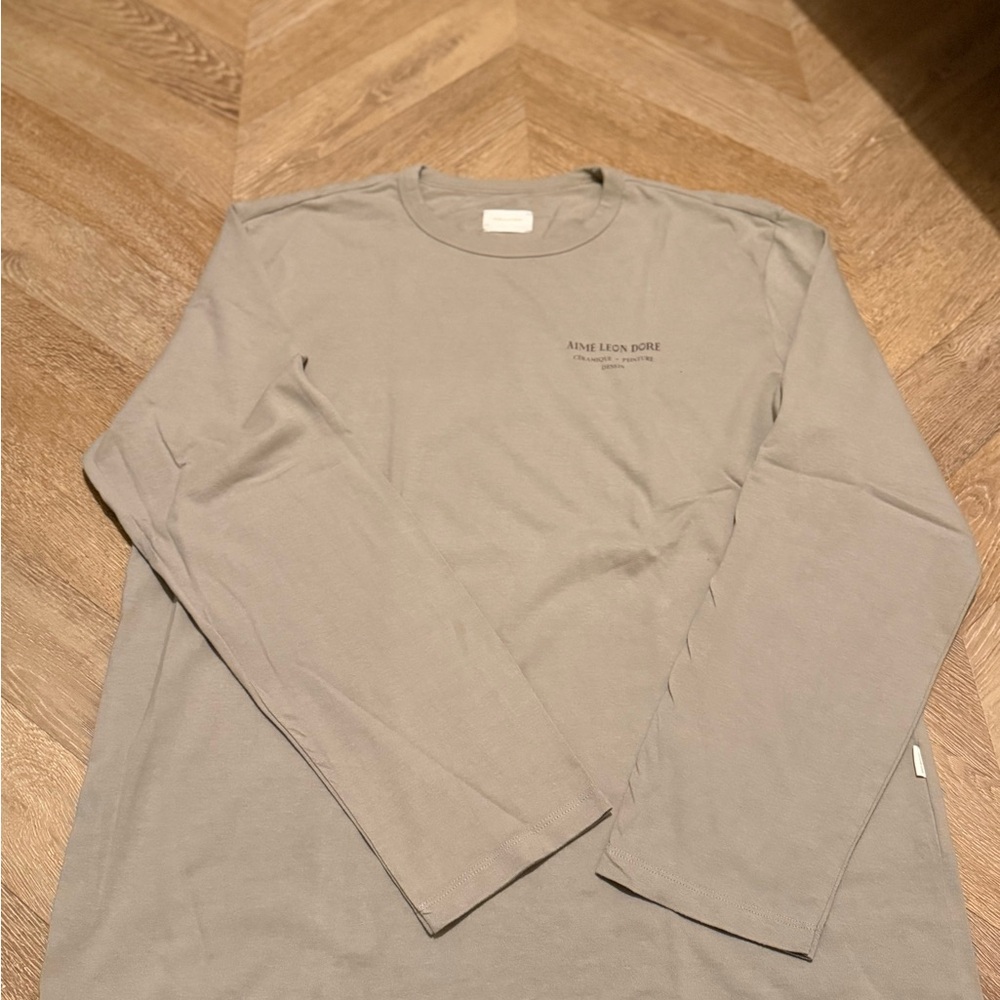 Aime Leon Dore Long Sleeve Crewneck in Light Taupe